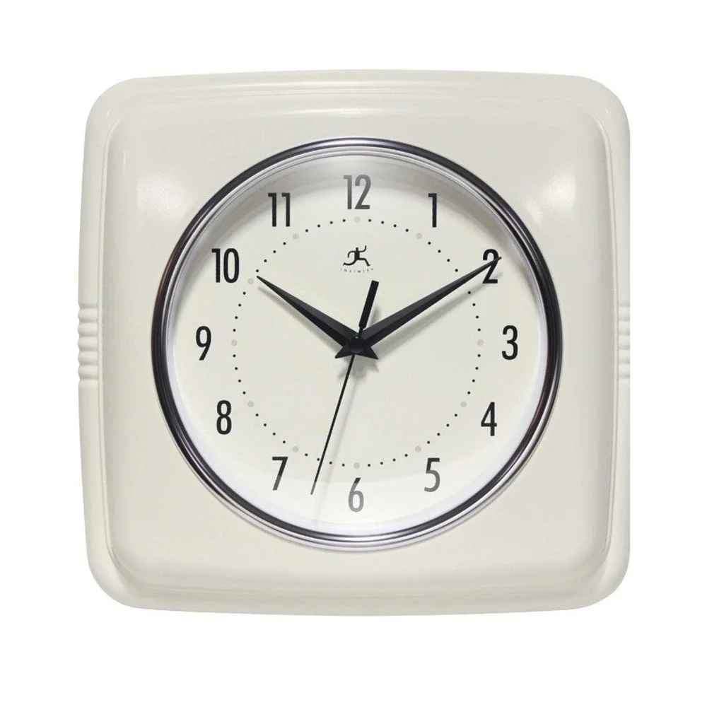 Square Silent Retro 9 inch Mid  Modern Kitchen,  Ivory